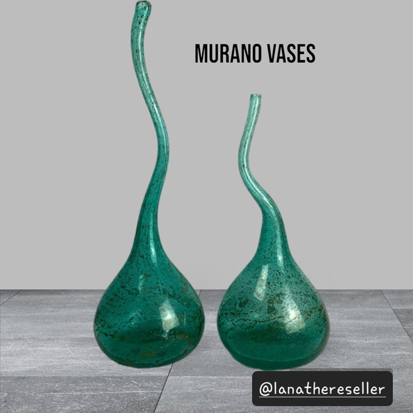 Hand Blown Art Vases STUNNING Home Decor, 25” and 18” - Picture 1 of 10